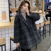 Large size womens coat spring and autumn foreign style woolen coat 2021 New early autumn socialite fat mm autumn coat tide