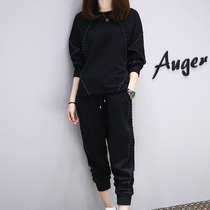 Fat mm thin set 200 jin 2021 New Autumn Tide sports casual large size womens coat two-piece set