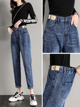 High-waisted Daddy Jeans Womens Loose ankle-length pants 2021 Spring New Korean Slim Straight Haren Pants