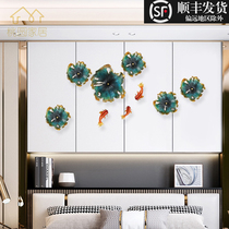 Light extravagant modern minimalist minimalist restaurant background wall 3D carp pendant pure copper lotus leaf wall decoration sofa wall decoration