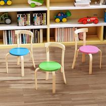 Kindergarten children primary school students solid wood backrest small chair Baby art early education training tutoring class environmental protection square stool