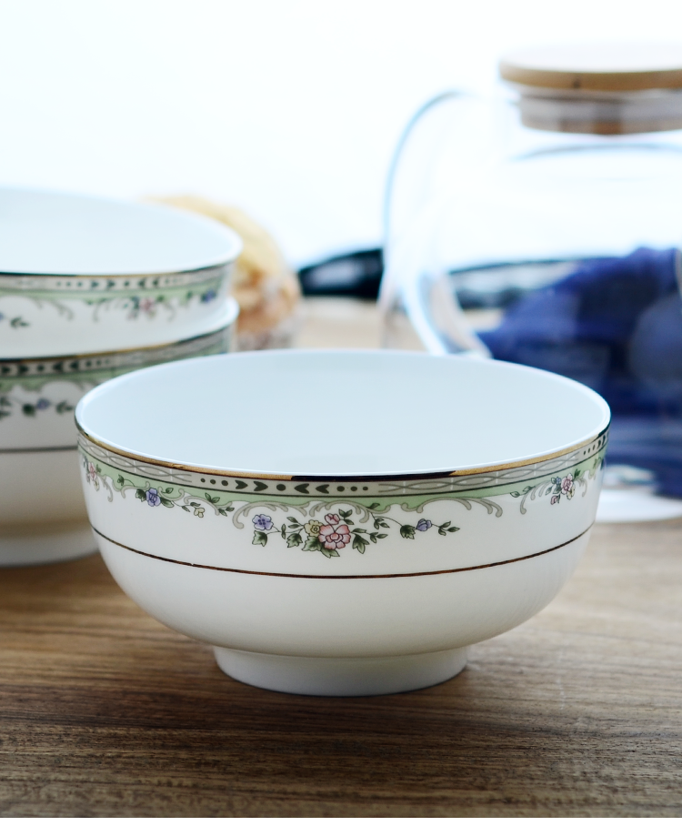 唐山骨质瓷5英寸面碗饭碗粥碗早餐中号韩式家用碗 微波炉无铅骨