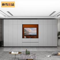 Wardrobe TV cabinet integrated background wall bedroom living room solid wood cabinet locker childrens wardrobe storage cabinet
