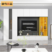 Simple living room TV cabinet combination wall cabinet light luxury modern TV cabinet background wall integrated film and television locker customization