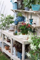 Outdoor Garden Florist Solid Wood Grocery Table Planting Table Bench Storage Flower Racks American Countryside For Old Dining Side Cabinets