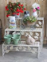 Outdoor Garden Iron Art Triple Split Ladder High And Low Flower Shelf Method Grocery Field Yard Doing Old Multi-Meat Terrace Flower Shop