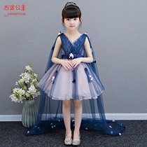 Princess dress girl fluffy gauze birthday tail flower dress girls summer new wedding dress long moped