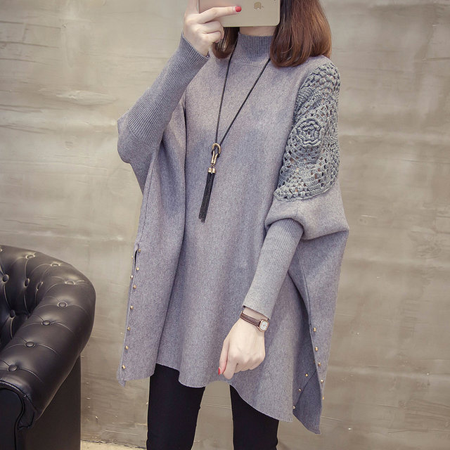 ເສື້ອກັນຫນາວເສື້ອກັນຫນາວແບບຂີ້ຄ້ານຂອງແມ່ຍິງດູໃບໄມ້ລົ່ນແລະລະດູຫນາວໃຫມ່ trendy top loose outerwear ແບບຕາເວັນຕົກ pullover sweater