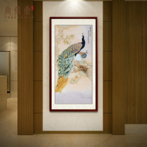 Shangdetang traditional Chinese painting Peacock rich auspicious hanging painting into the home porch aisle decoration mural Flower bird entrance painting
