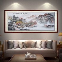 National painting landscape painting Gorge Gangneu color New Chinese living room scenery leaning on mountain hanging paintings office calligraphy and painting handpainted decoration painting