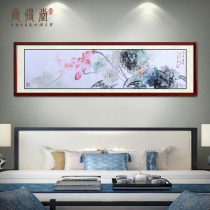 Chinese painting lotus freehand ink painting custom original hand-painted living room decoration painting bedroom bedside painting horizontal mural