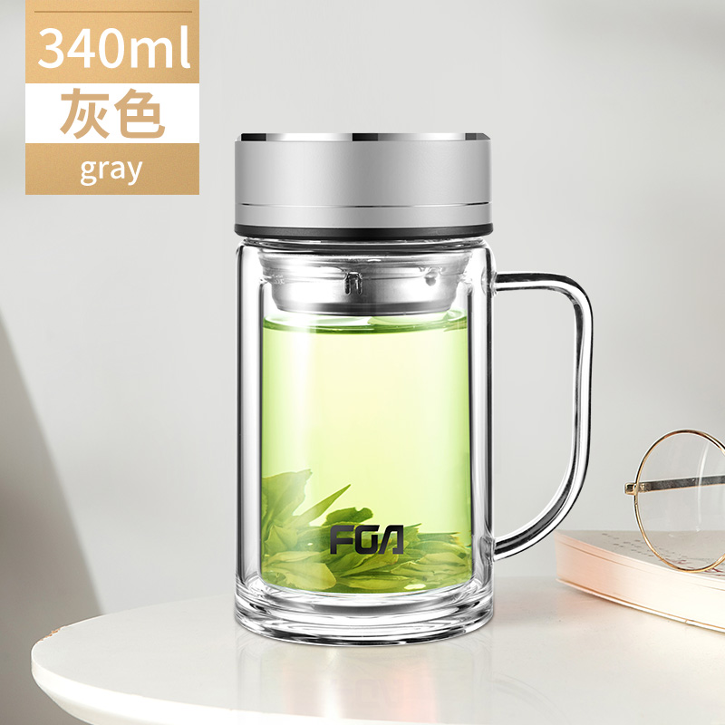 fuguang fga double-layer glass men and women business large-capacity tea cup with lid portable transparent water cup customization