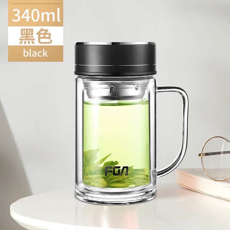 fuguang fga double-layer glass men and women business large-capacity tea cup with lid portable transparent water cup customization