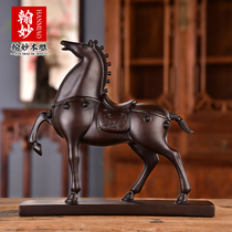 Ebony wood carved horse ornaments solid wood carved zodiac mahogany horse to success crafts home office decoration gifts