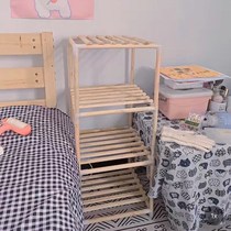 Multifunctional bold solid wood floor storage rack toilet home dormitory living room bookshelf multi-layer storage rack