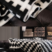 IKEA IKEA Museum in Sweden Pure wool blanket Nordic Wind Black and White Cross with Spring and Autumn Blanket Sofa Carpet