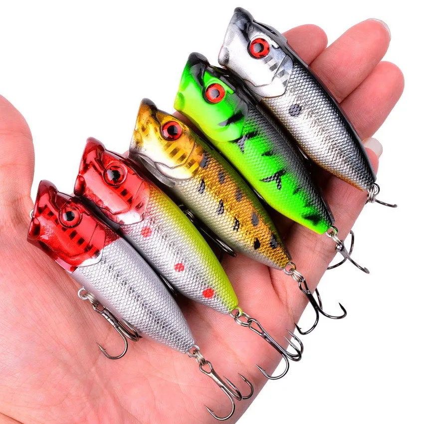 Floating Popper Fishing Lures 80mm 11g Hard Plastic Baits Fresh Water Bass Swimbait Tackle Gear