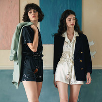 NOTJUSTPAJAMA silk pajamas female mulberry silk can wear printed household clothing two-piece New Year gift