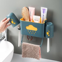 Toilet shelve to put a toothbrush rack wall-mounted shake-up with the same household draining toothbrush cup lovers a couple of creative ideas