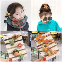 Girls head rope fashion tie ponytail Cute super cute girl leather band tie hair decoration baby Korean Korean version of the foreign style