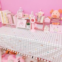 Desk tablecloth Dormitory College student bedroom Literary plaid girl heart room layout table mat ins cute Korean style