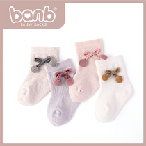 Bambi baby socks spring and autumn thin cotton New newborn baby 0-3 months baby baomongkou cute princess socks 1 year old