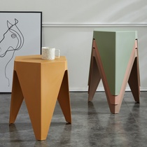 Morandi Color Geometric Wind Plastic Square Stools Creative Benches Home Non-slip High Stool Dressers Thickened Windmill Benches