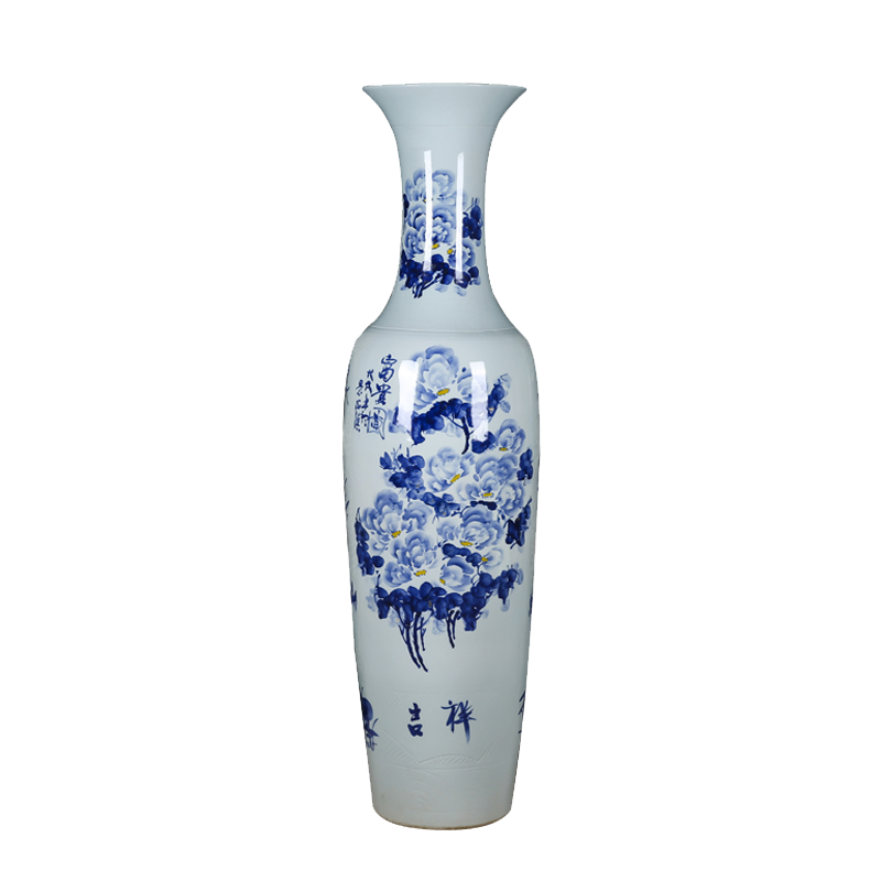 Thousands of jingdezhen ceramics from flame large hand blue and white porcelain vase peony flowers with a silver spoon in its ehrs expressions using opening home furnishing articles