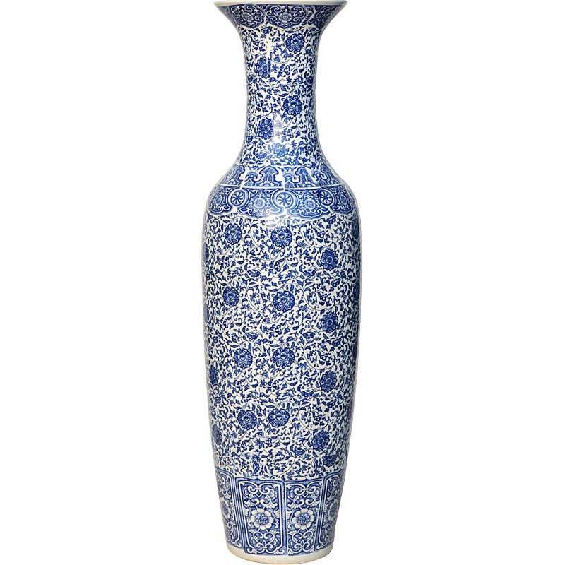 Jingdezhen ceramics landing large blue and white porcelain vase branch lotus home furnishing articles sitting room adornment opening hotel