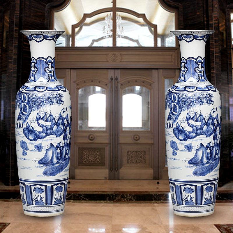 Jingdezhen ceramics landing large vases, antique hand - made porcelain 18 arhats Chinese sitting room adornment is placed