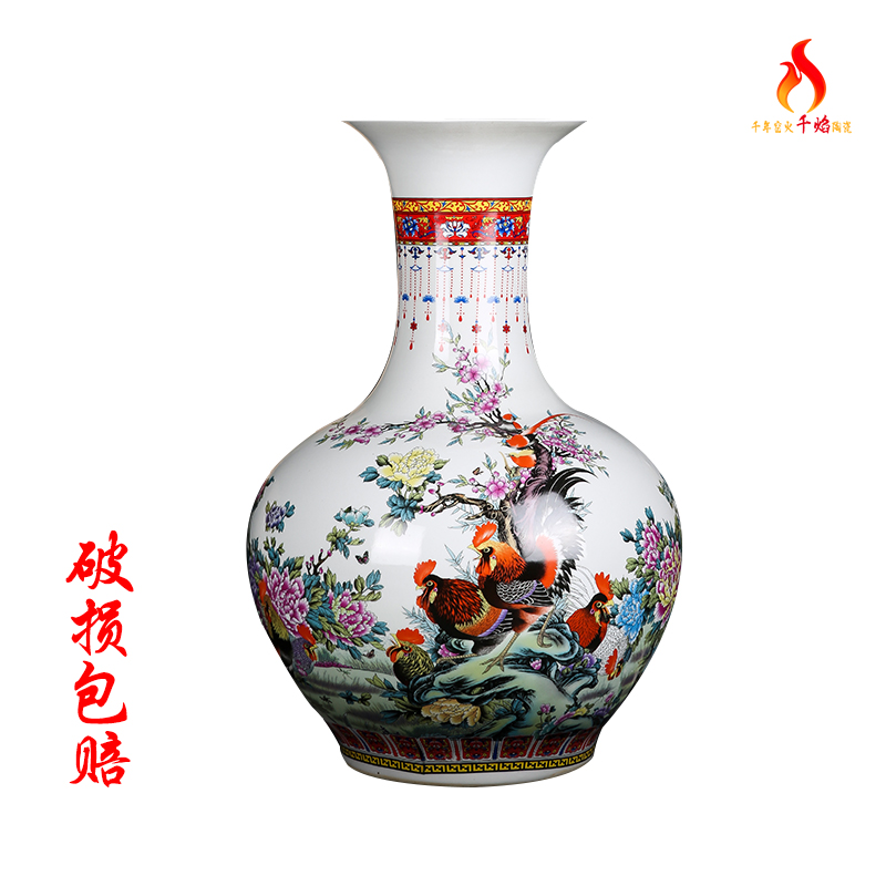 Jingdezhen ceramics seven male for cock TuShang bottles in the spring of the vase flower arranging Chinese style home furnishing articles sitting room