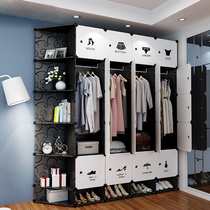 Simple wardrobe Home bedroom rental housing with minimalist modern cloth closet plastic assembled hanging sturdy containing cabinet