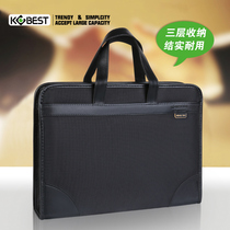Briefcase mens portable shoulder bag business bag Oxford cloth black simple atmospheric file bag office bag conference bag
