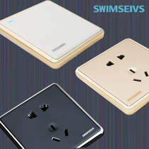 Five holes open black F7 champagne gold all kinds of new large board household switch socket manufacturers direct black gold panel