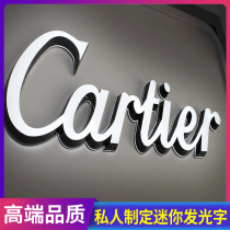 Mini luminous door head signboard text custom LOGO resin word outdoor waterproof plaque stainless steel backlight blister word