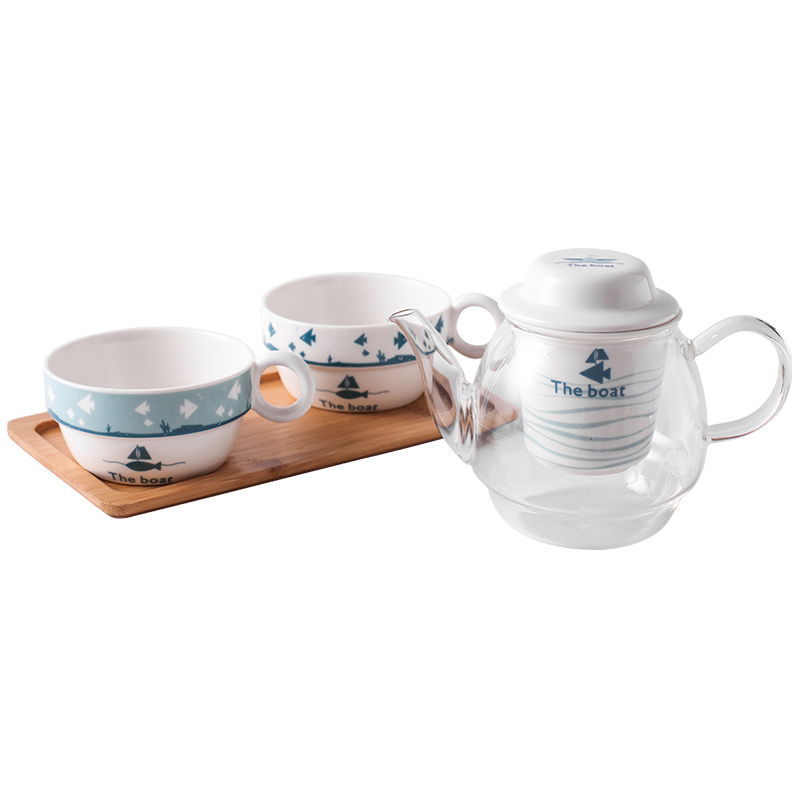 The teapot teacup tea tray afternoon tea kettle ceramic teapot set glass tea cup of tea