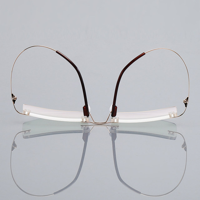 ແວ່ນຕາກັນແດດ Blade Shen Xilin rimless titanium alloy myopia sunglasses sunglasses color-changing mirror square glass frame frame glass frame for men and women