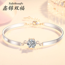 鑫锦双福旗舰店925纯银闪钻手链女手镯送女生-发现好货值得买