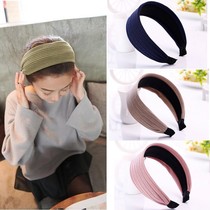South Korea hair decoration Japan-ROK minimalist striped hair stirrup 100 lap wide edge cloth art head hoop with teeth hairpin hair with press-hair ornament