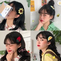 ins teenage girl fruit hair line BB clip butter oil fruit hair clip sweet and cute handwoven card Korean hair accessories