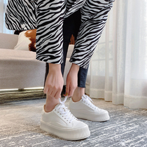 Genuine leather small white shoes woman 2022 spring autumn new Korean version laces casual shoes fashion sports board shoes flat-bottomed biscuit shoes
