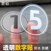 Transparent Digital Sticker Restaurant Table Machine Number 10cmpvc Waterproof Internet Cafe Number Team Race Player 5cm Number Sticker