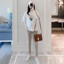 Pregnant woman cartoon T-shirt short sleeve cotton top fashion wild 2020 new fashion summer Korean top hot mom