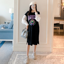 1 14 10:00 New 2020 early spring new maternity dress long color color dress casual sweater skirt