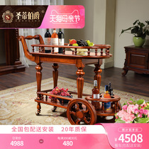 Saint Ty Countess Villa Upscale American Solid Wood Dining Car Small Cart Home Mobile Tea Buffet Au-style Wine Water