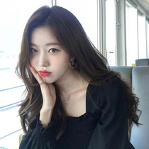 Wig Female long hair Medium large wavy long curly hair Net red eight-character bangs repair face natural full head type wig set