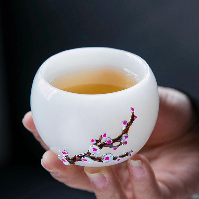 On the an abundant tea jade porcelain cup sample tea cup masters cup extra large coloured glaze single CPU kung fu tea accessories zen art glass