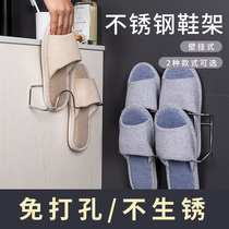 Bathroom slippers are free to punch holes in the bathroom walls and double-layer shoe rack toilet shoes storage