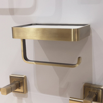 All-copper toilet paper towel rack Bathroom roll paper rack Punch-free wall hanging box Bathroom shelf Toilet paper rack
