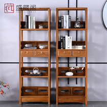 Mahogany furniture study chicken wing wood bookshelf Floor-to-ceiling antique bookcase Chinese bookcase Solid wood shelf Display shelf